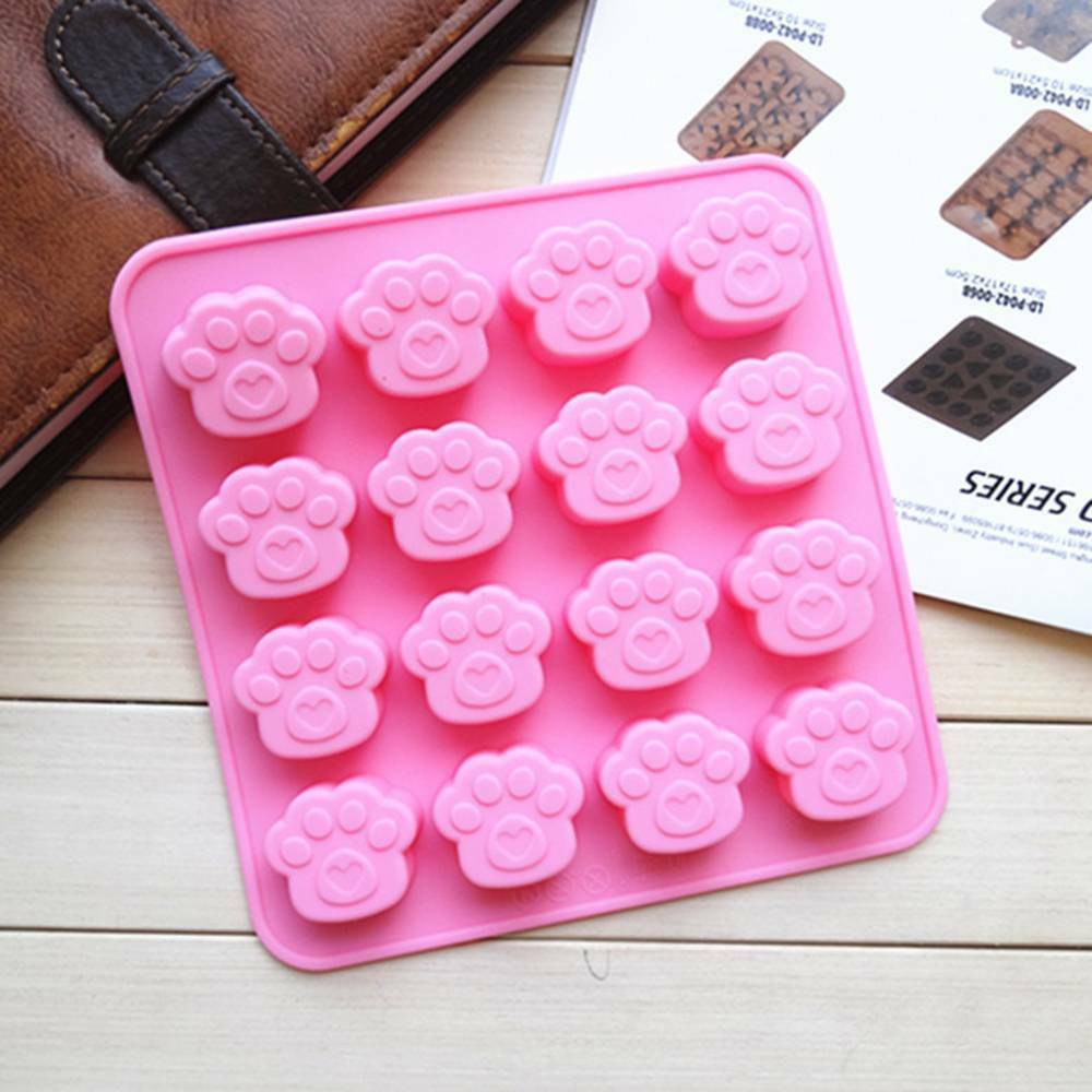 16 Holes Pets Cat Dog Paw Silicone Mold Fondant Cake Cookie Mould Baking Tools
