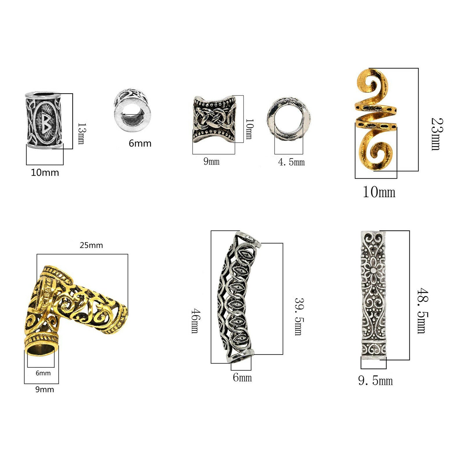 Viking Beard Beads Rings Knot Hair Jewelry Bead Mustache  Braid