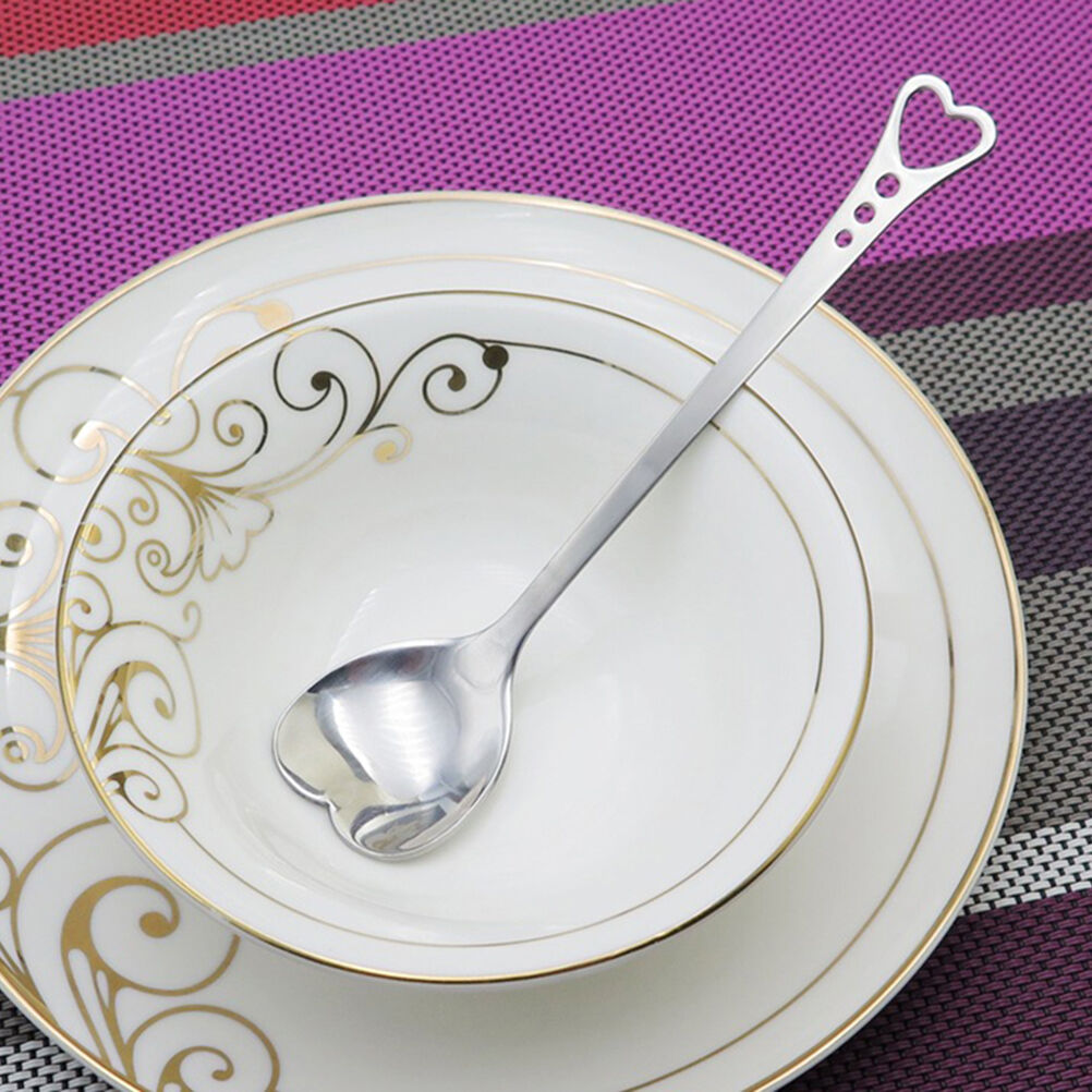 2X Heart Shaped Coffee Tea Spoon Stainless Steel Cutlery Kitchen Set Home Too Lt