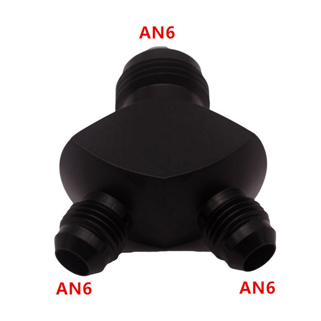 AN-6 (6AN) To 2 x AN -6 (6AN AN6) Billet Aluminium Y Block Fitting Black