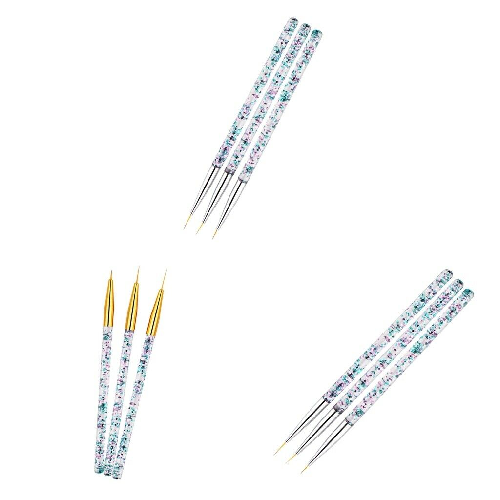 9 Pieces 7/9/14mm Nail Art Brush Set for Fine Drawing Tiny Details -Golden