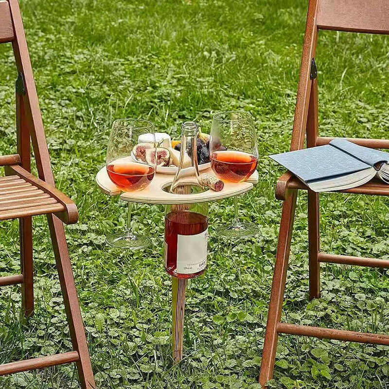 Outdoor Wine Table With Foldable Round Mini Wooden Picnic Table Easy To CarrBDA