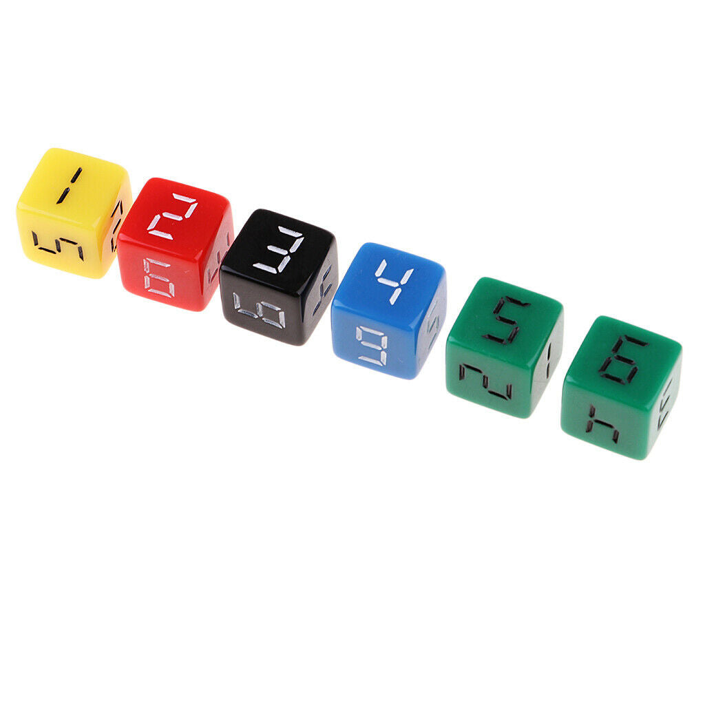 25Pcs Colorful 6 Side 1-6 Digital Dice Set for Kids Math MTG DND Board Game