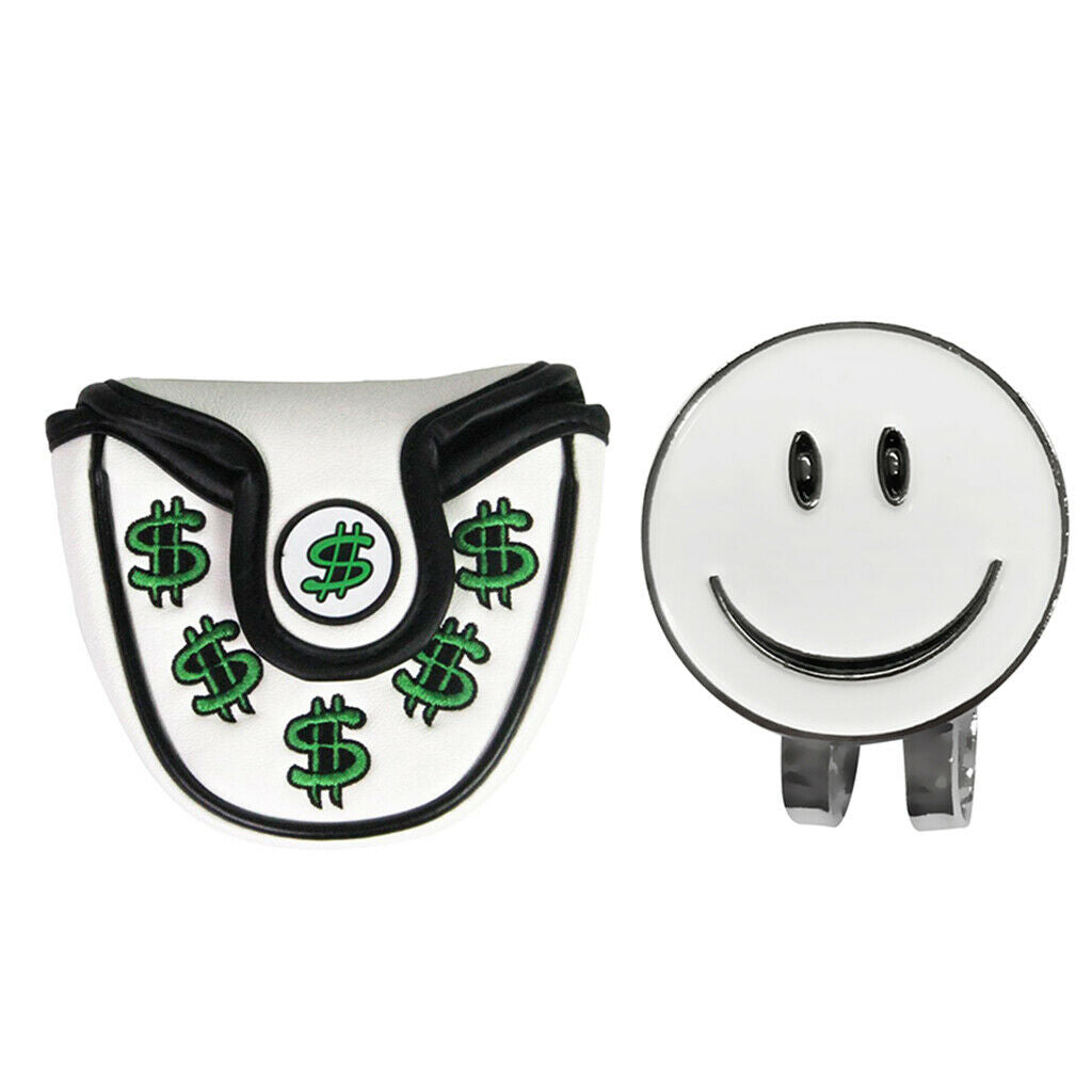 Golf Mallet Head Cover Center Putter Covers With  Closure & Hat Clip