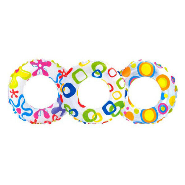 Inflatable Swim Ring Tube Pool Float Colorful Flowers