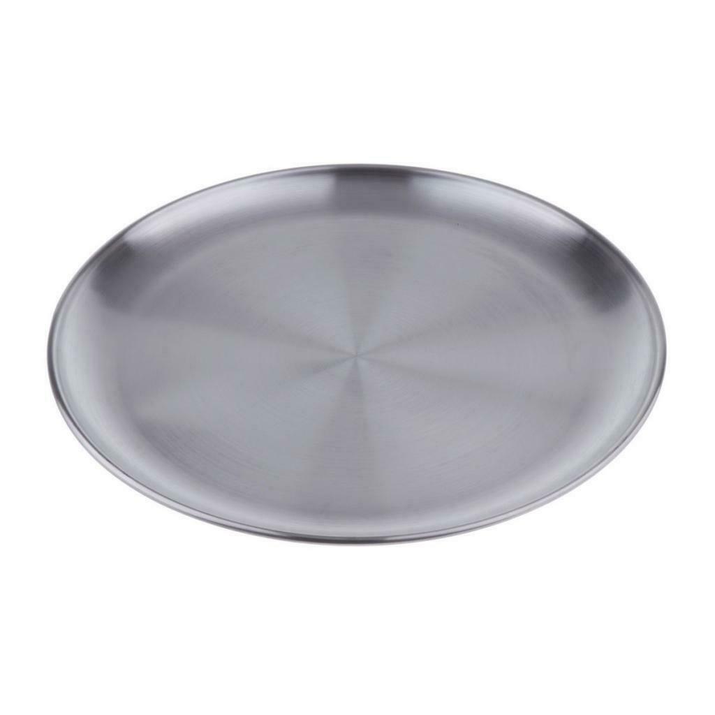 Stainless Steel Plate, Round, 12 inches(Dia) - Portable Dinnerware Plates for