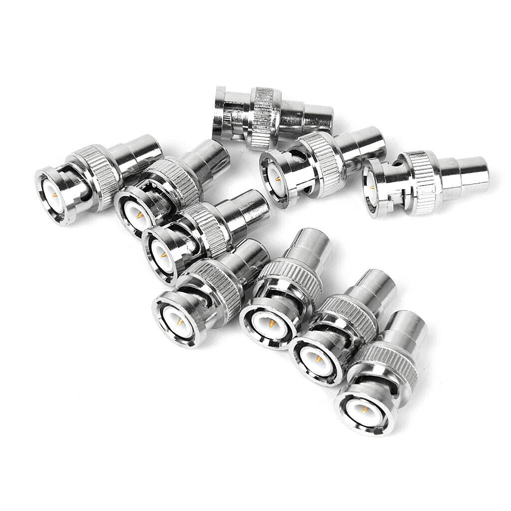 10Pcs BNC Male To RCA Female Coax Coaxial Connector Adapter For