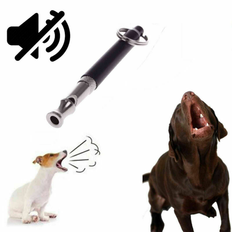 Dog Whistle Puppy Training Ultrasonic Pitch Sound Adjustable Key Chain Black