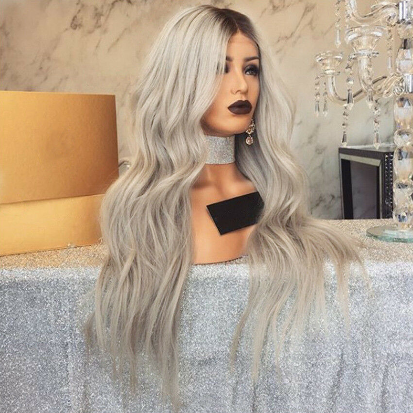 Sexy Womens Dove-color Wig Ombre Long Slight Curly Synthetic Wigs Heat Resistant