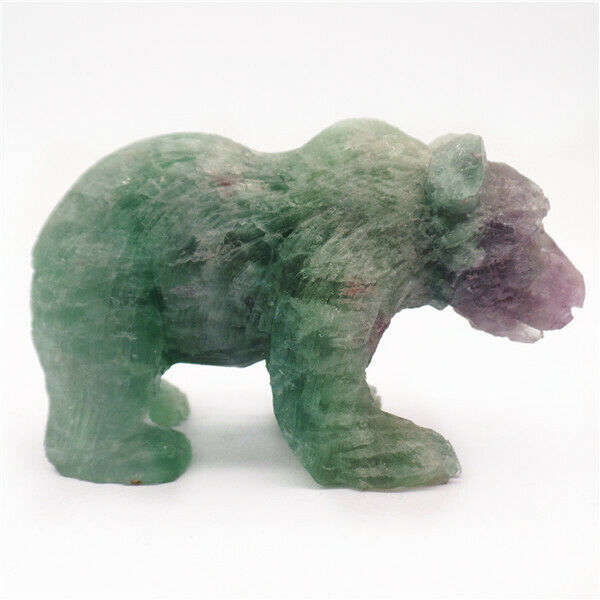 77x47x32mm Natural Fluorite Carved Bear Decoration Statue Home Decor Gift HH7919