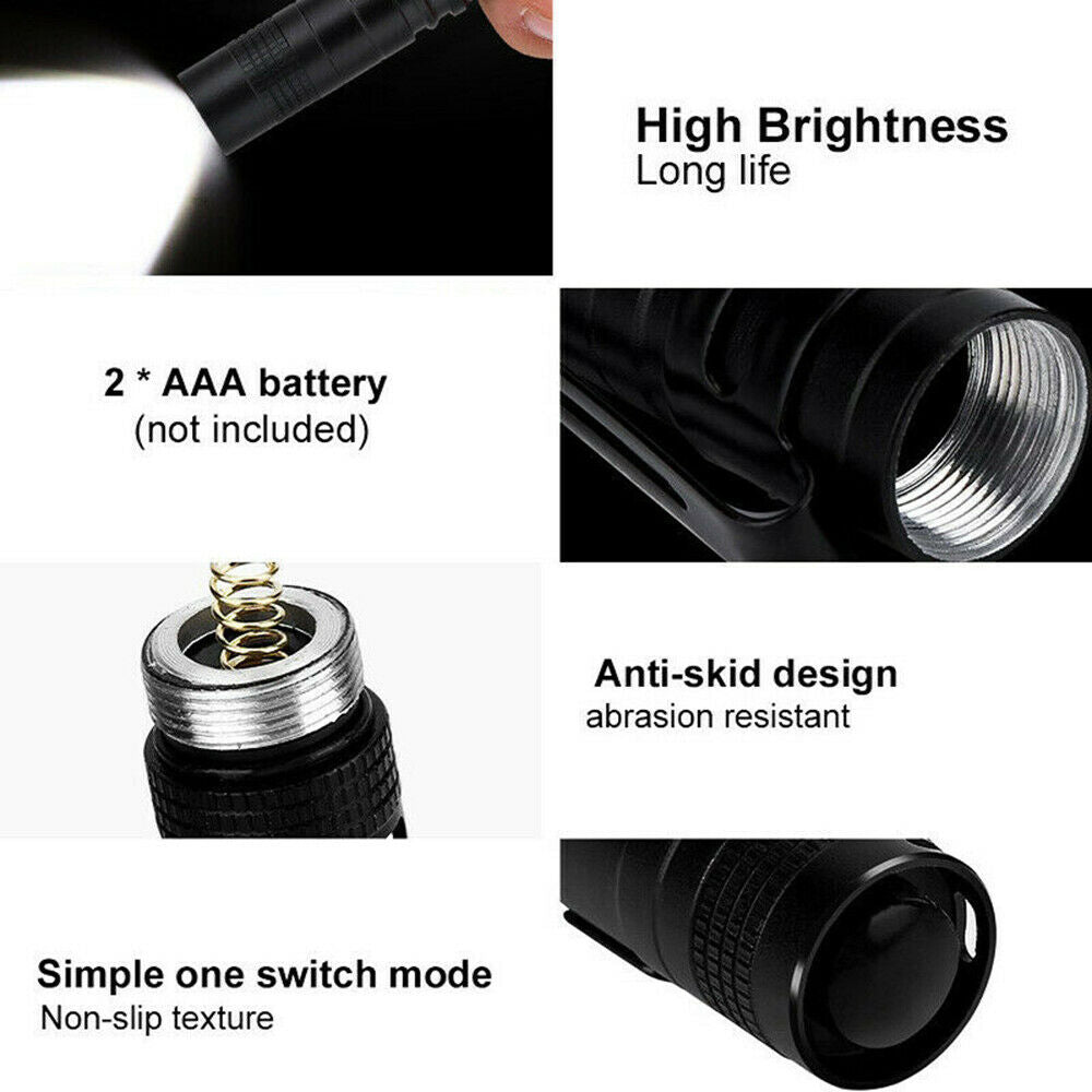 8000 Lumens LED Waterproof Lamp Clip Mini Pocket Penlight Flashlight Torch Light