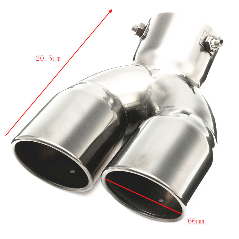 76mm 3" Universal Chrome Stainless Car Rear Double Exhaust Pipe Tail Muffler Tip