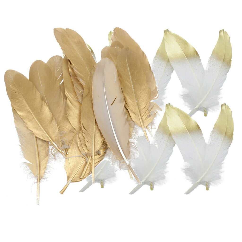 24x Dyed Natural Goose Feather for Millinery DIY Craft Sewing White