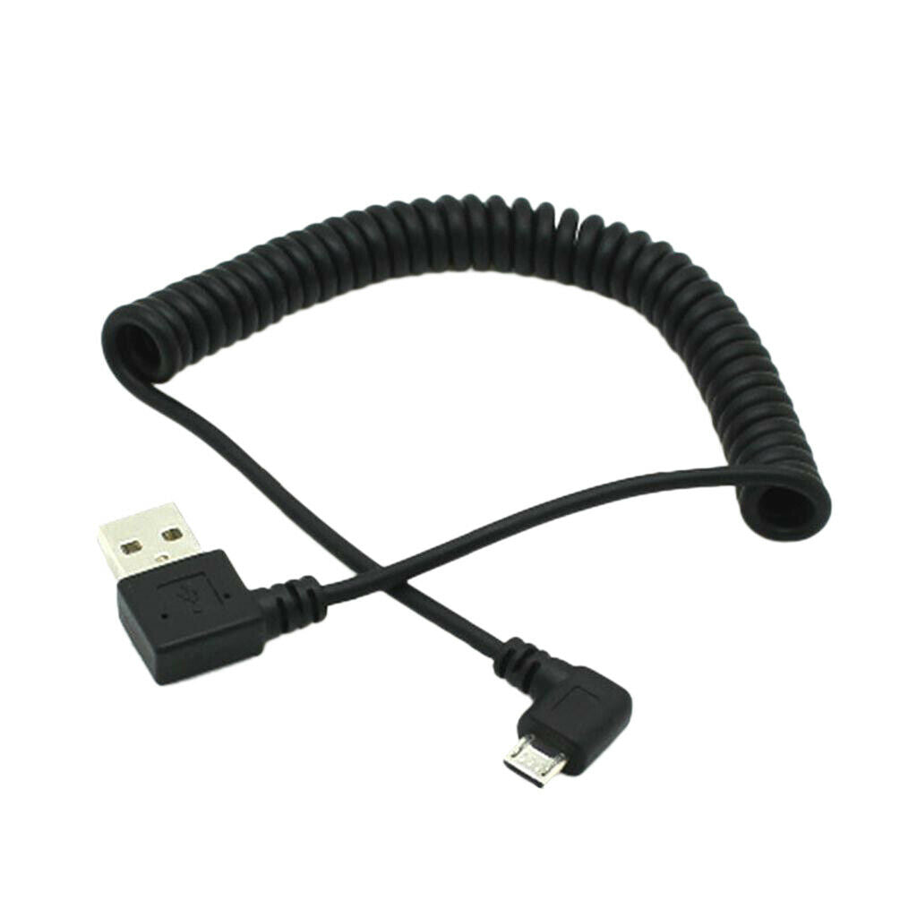 3 Pieces 1m Spring Coiled USB 2.0 Male A to Micro USB 5-pin Cable Cord