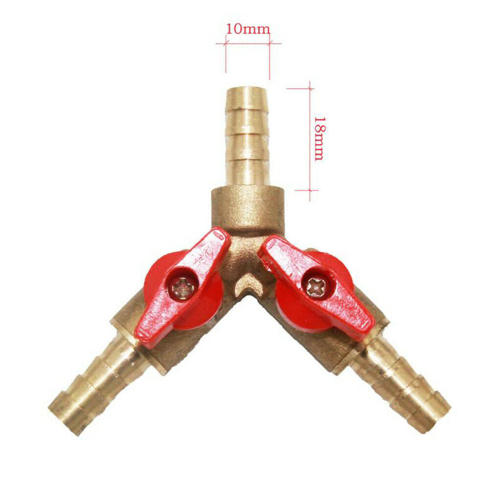 3 Way Y Shape Shut Off Ball Valve Brass for Tighten Oil Water Gas Hose 10mm