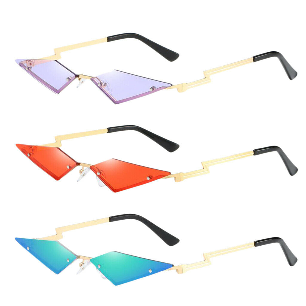 3Pcs/Set Cat Eye Sunglasses Rimless Sun Glasses UV400 Luxury Design Eyewear