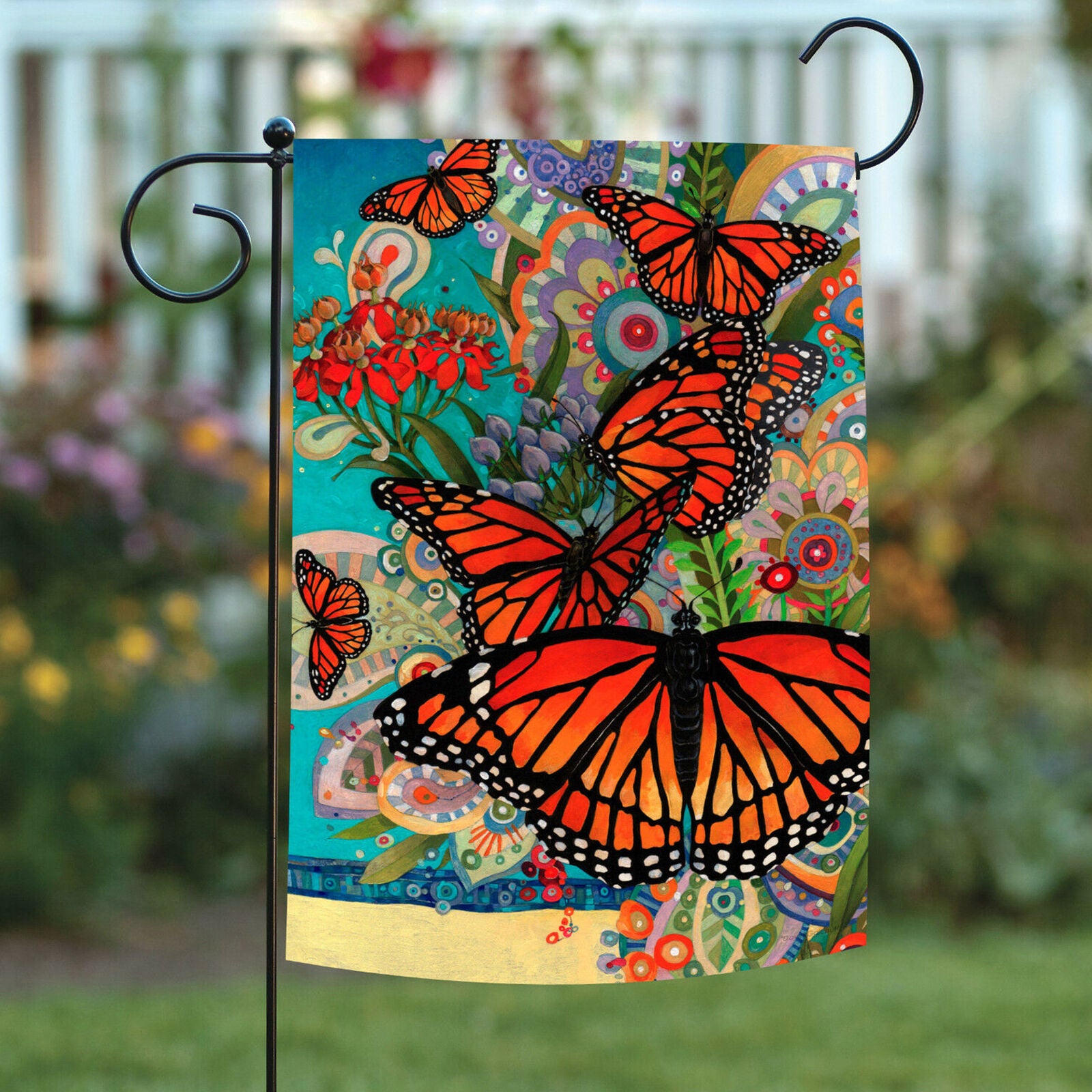 Toland Monarch Madness 12.5 x 18 Colorful Spring Butterfly Flower Garden Flag