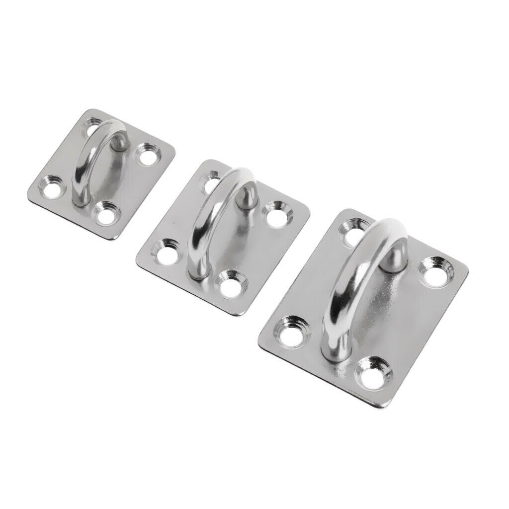 2X 304 Stainless Steel Square Pad Eye Plate Shade Sail Sailboat 5/16