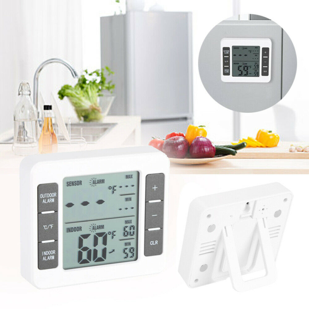 Wireless Digital Refrigerator Freezer Thermometer Alarm High Low Temperature