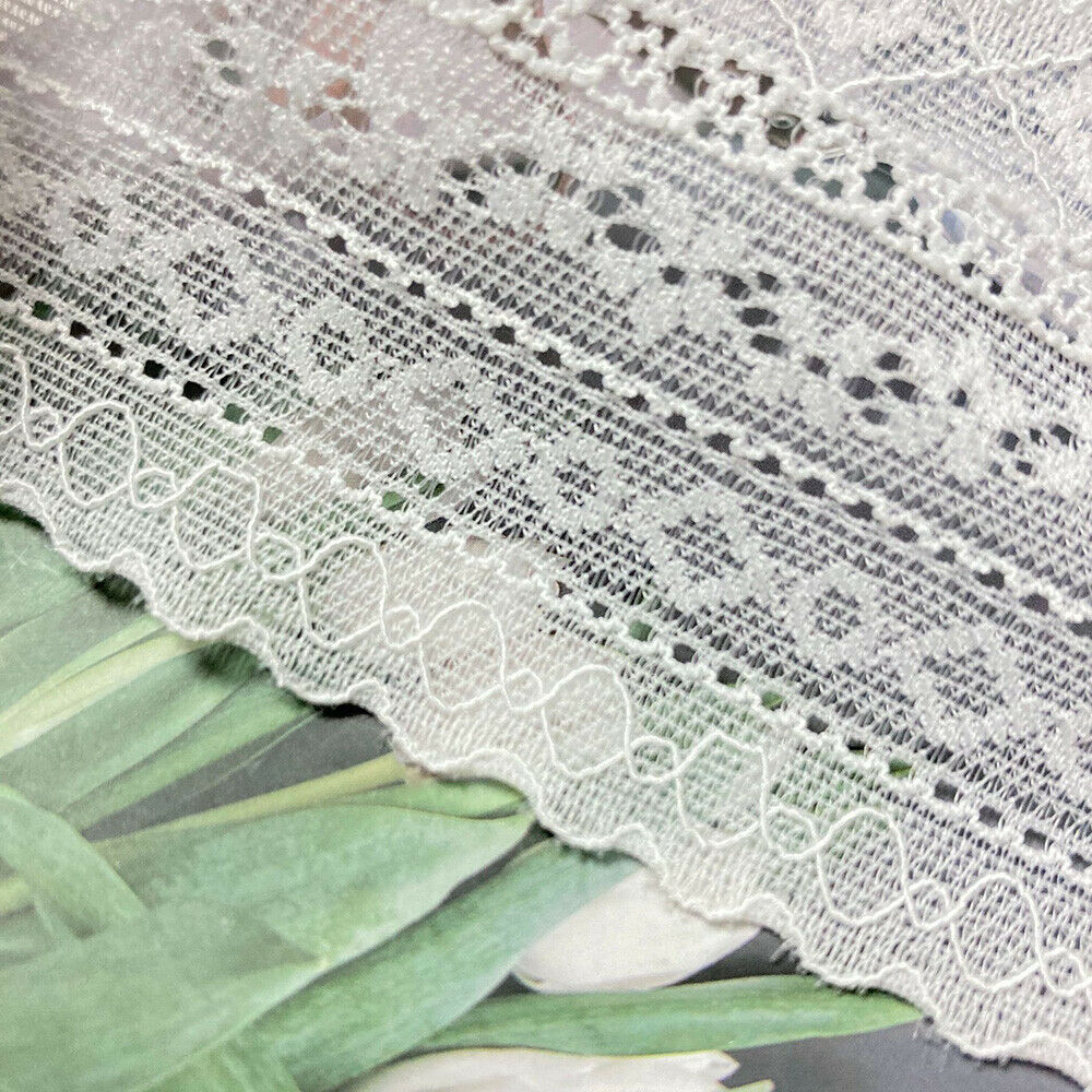 3Y Elastic Band Flower Embroidered Trim Lace Ribbon Fringe Clothing Sewing DIY
