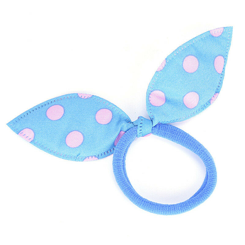 20X Girl Rabbit Bunny Ears Dotted Hair Ties Scrunchie Ponytail Holder Hair.l8