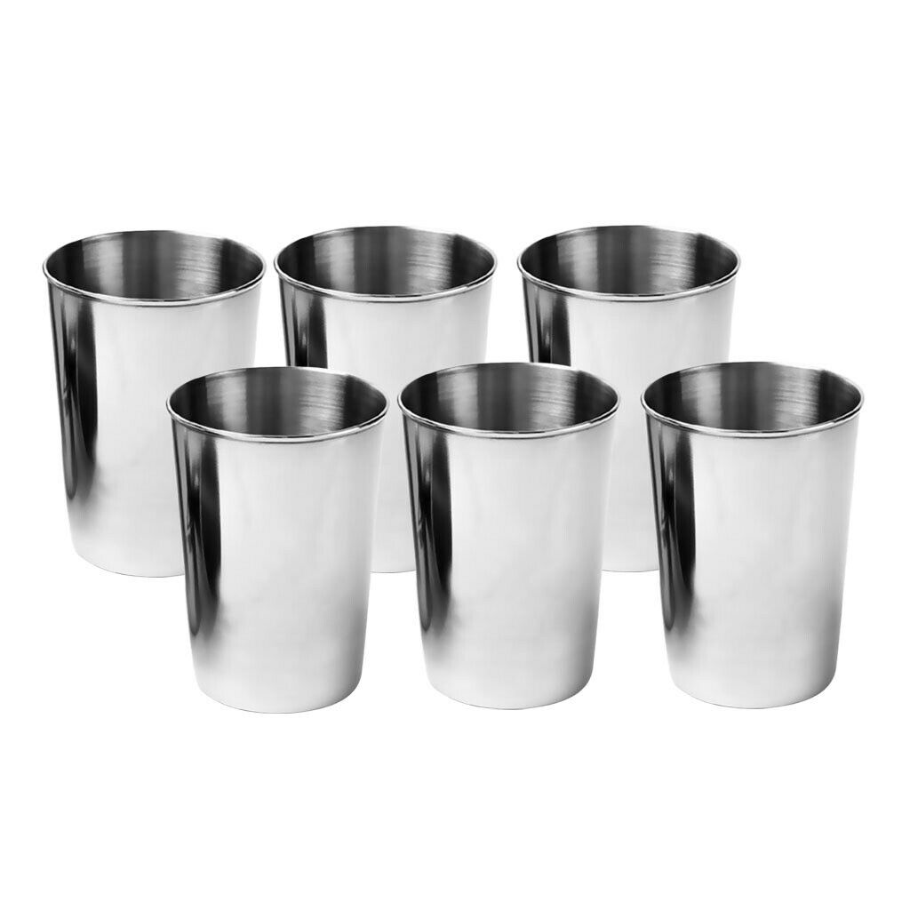 6pcs Stemless Wine Cup Stainless Steel Beer Drinking Ultralight Camping BBQ