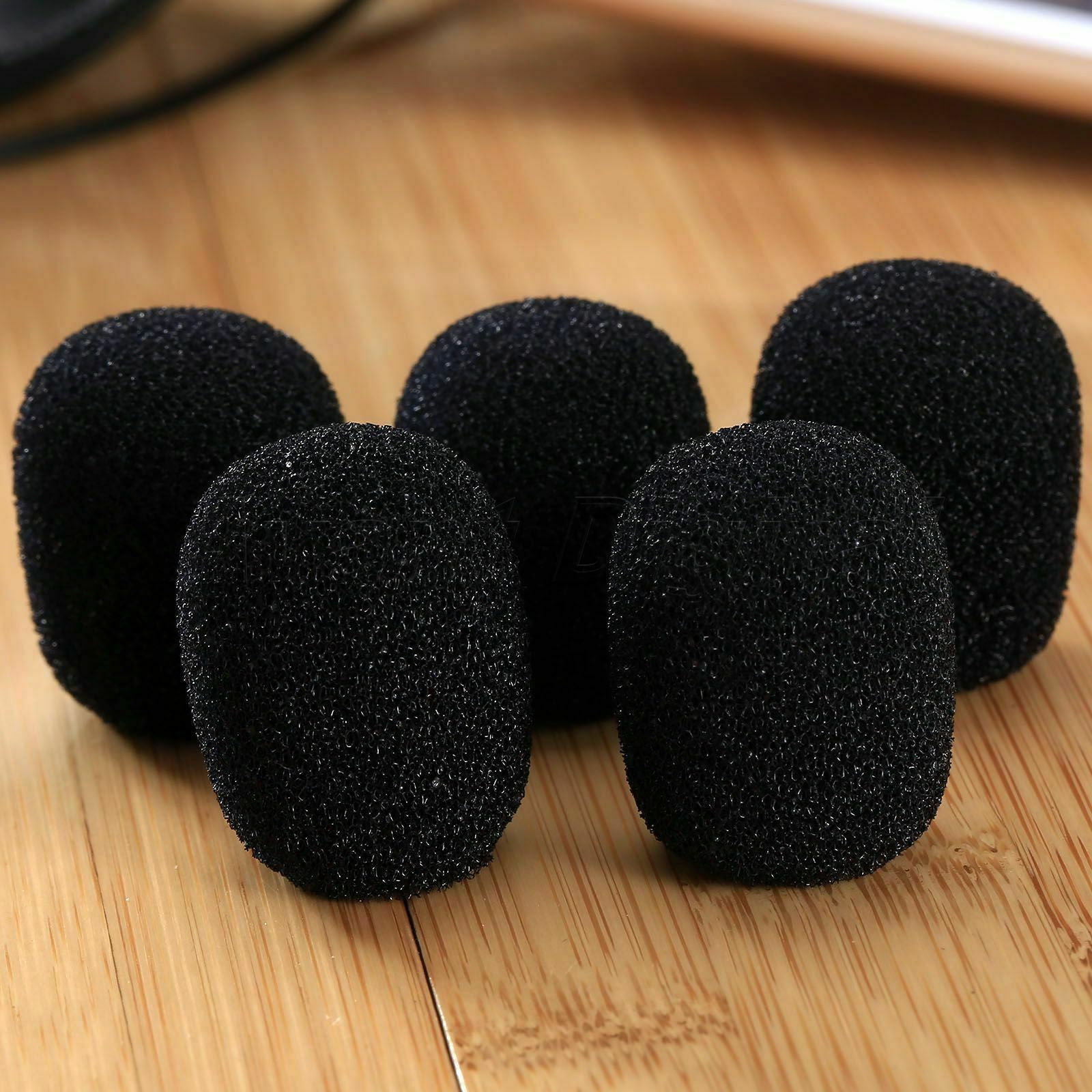 25x6mm Black Mini Microphone Headset Windscreen Foam Headphone Mic Cover Caps