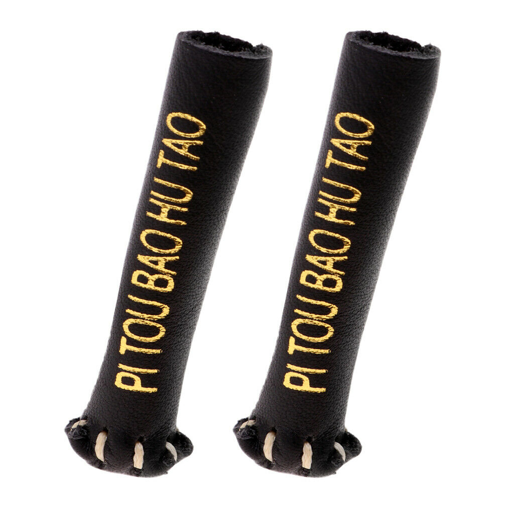 2 Pack 10/11mm Leather Durable Pool Cue Tip Protector Stick Top Cover Black