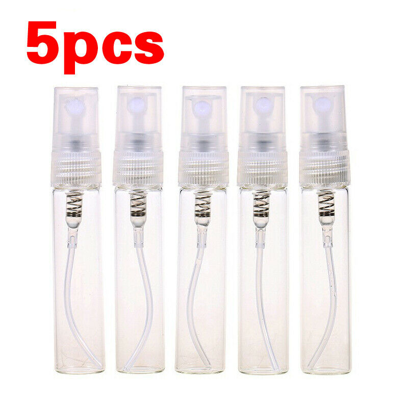 5Pcs 5ml Travel Glass Empty Bottle Refill Perfume Atomizer Pump Scent Spray New