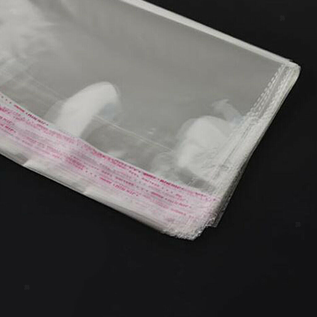 100 Pcs 11x8 Clear Resealable Cello/Cellophane Bags Self Adhesive Sealing OPP