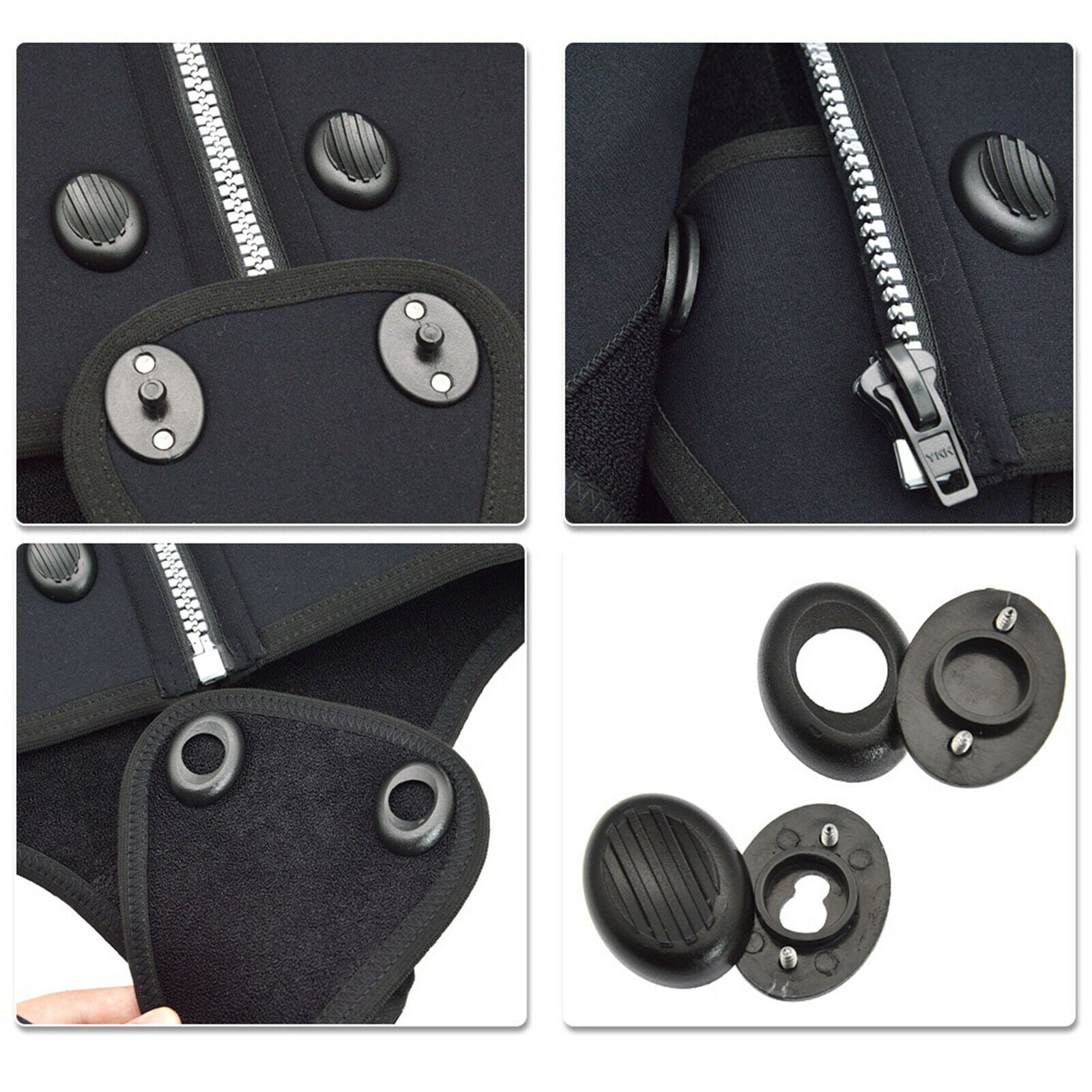 4Pcs/Set Durable Fastener for Diving Suit Snorkeling Suit Slide Buckle Black