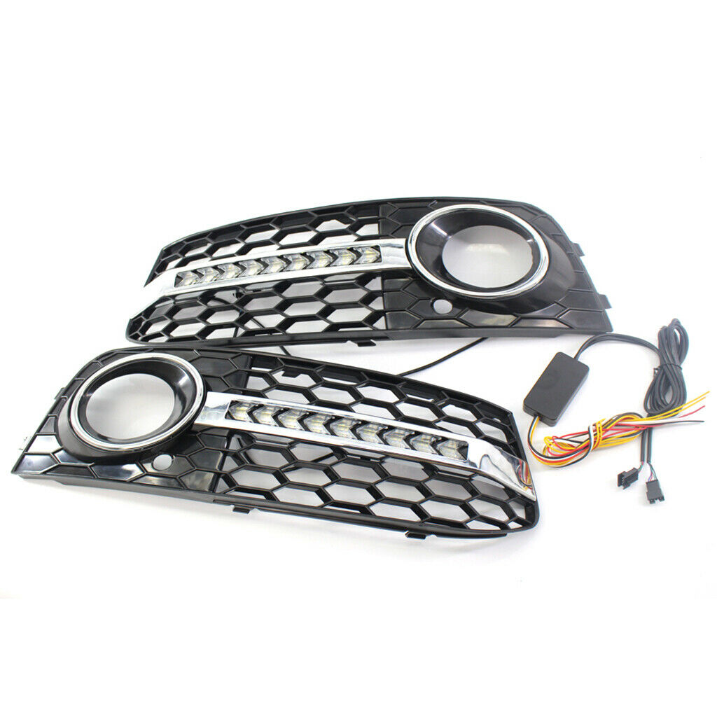 Car Front Bumper Fog Light Lamp Grill Grille Cover for Audi A4 B8 09-11