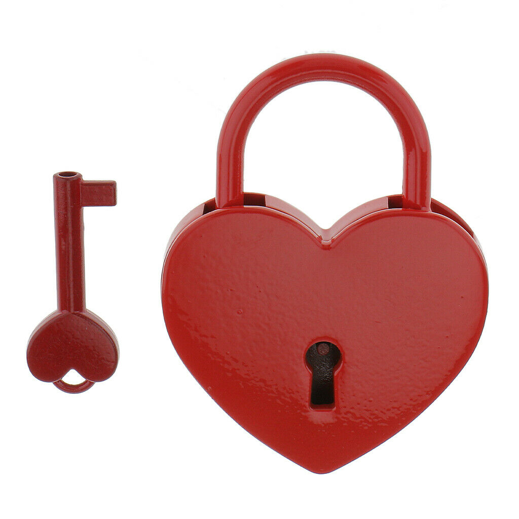 Mini Heart Shaped Padlock With Key Travel Luggage Safety Lock Set Red L