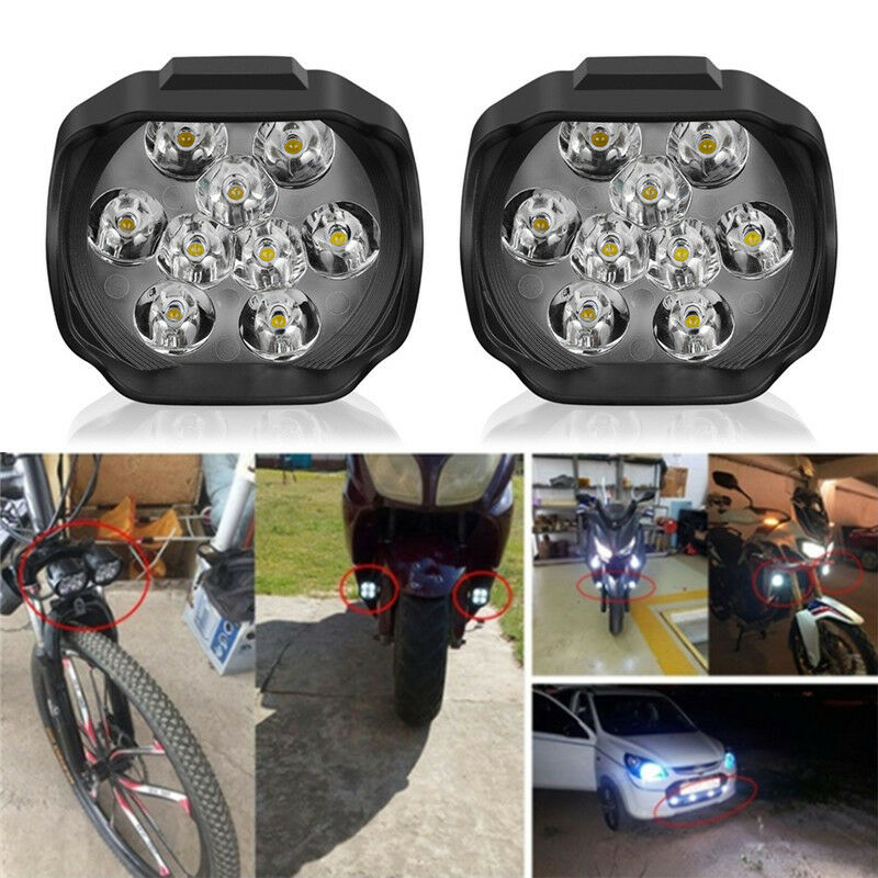 9LED Motorcycle Headlight Spot Lights Head Lamp LED Front DC12V Driving BDAU