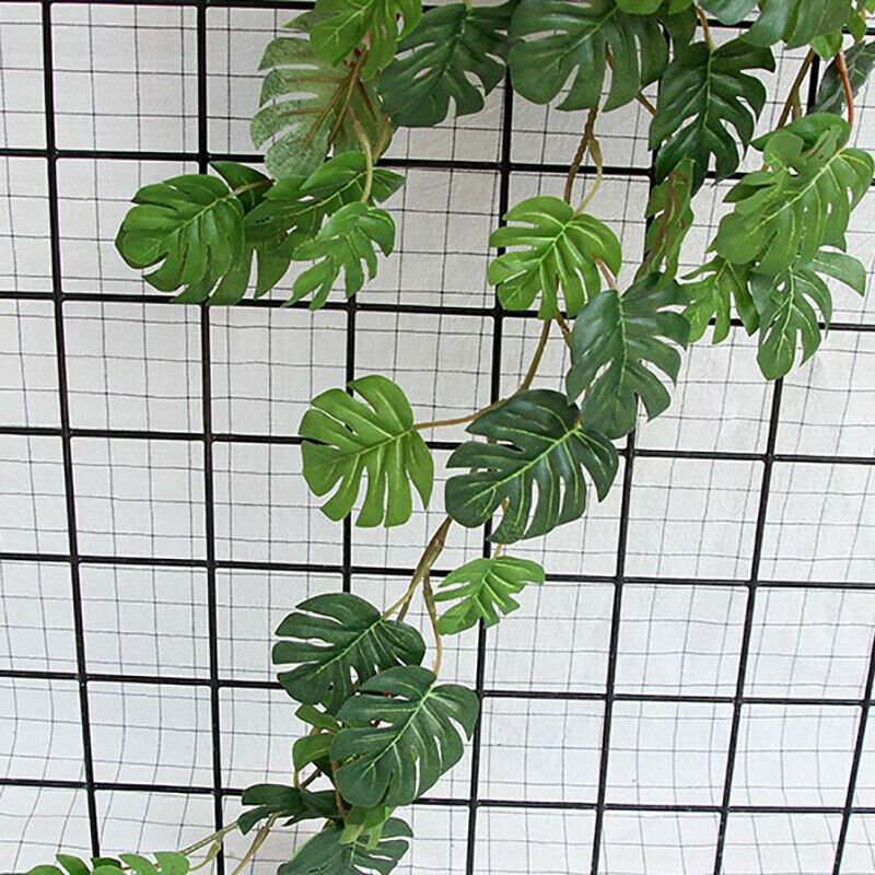 80cm Silk Tropical Palm Leaves Vine Artificial Jungle Turtle Rattan Home .l8
