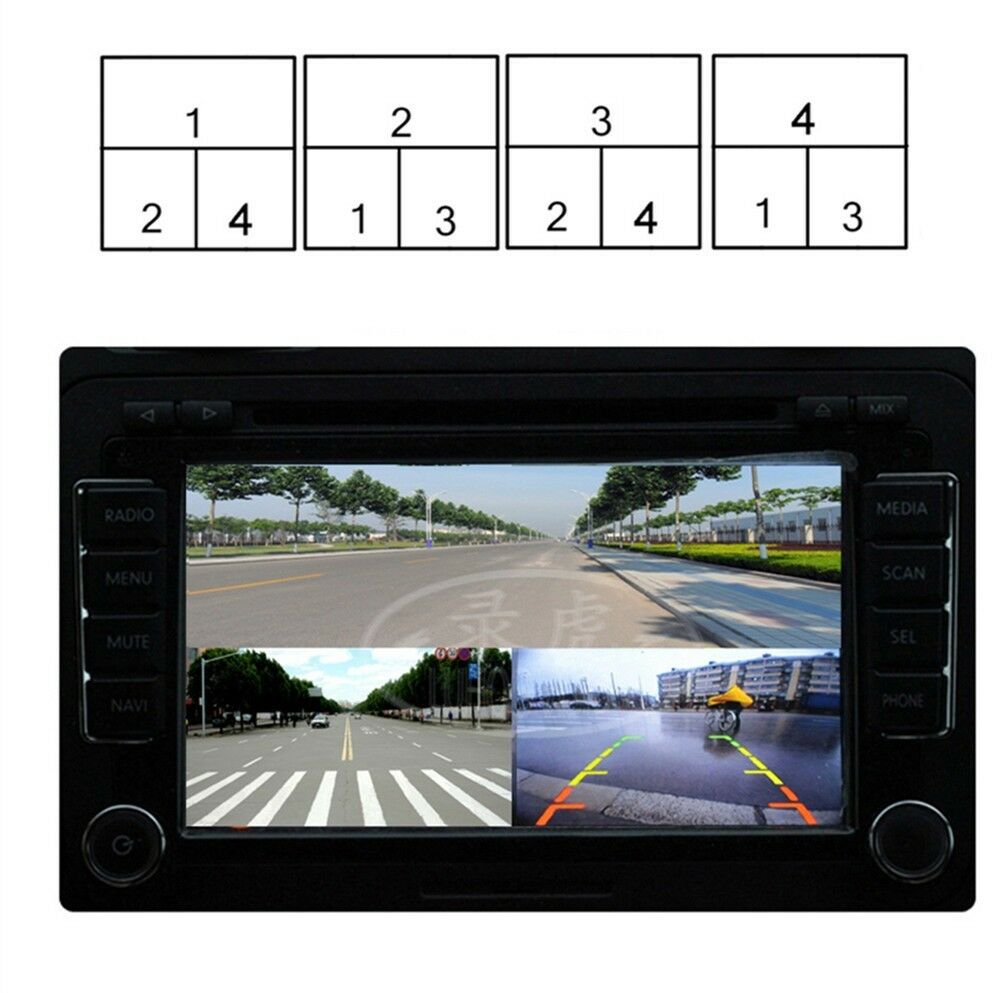 4-Way Car Video Switch Parking Camera 4 View Image Split-Screen Control Box