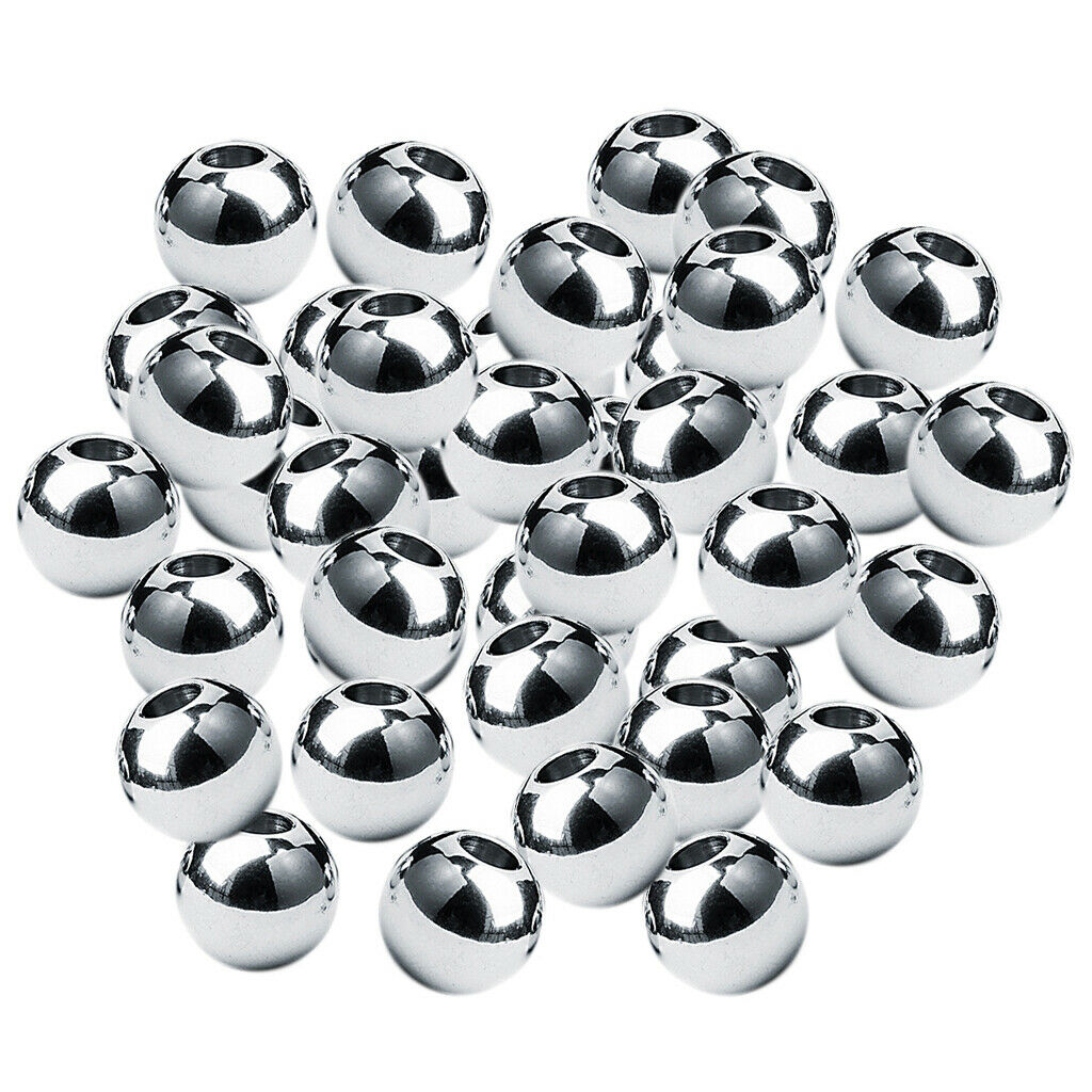 Prettyia 50PCS 8mm Stainless Steel Spacer Beads Ball Beads Jewelry Making