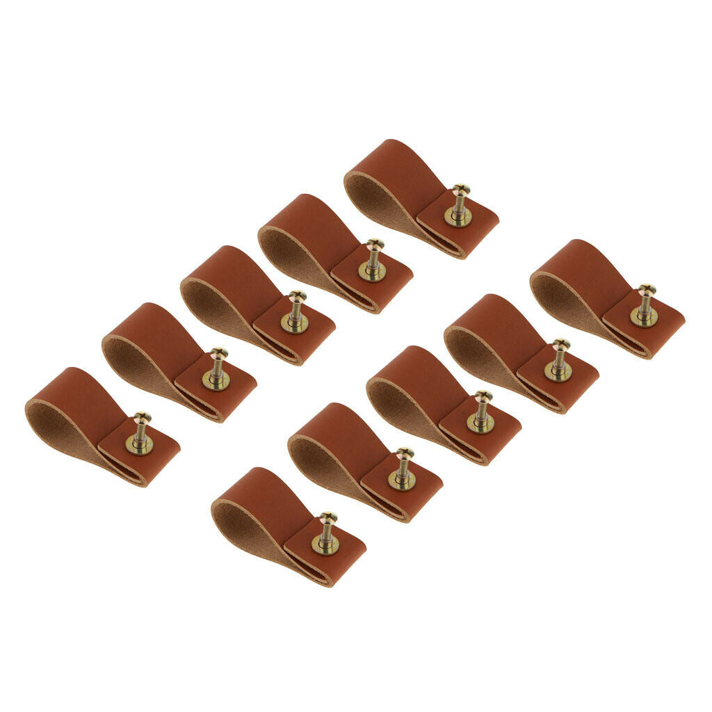 10pcs Leather Furniture Door Handle Cabinet Cupboard Pull Handle Knob for