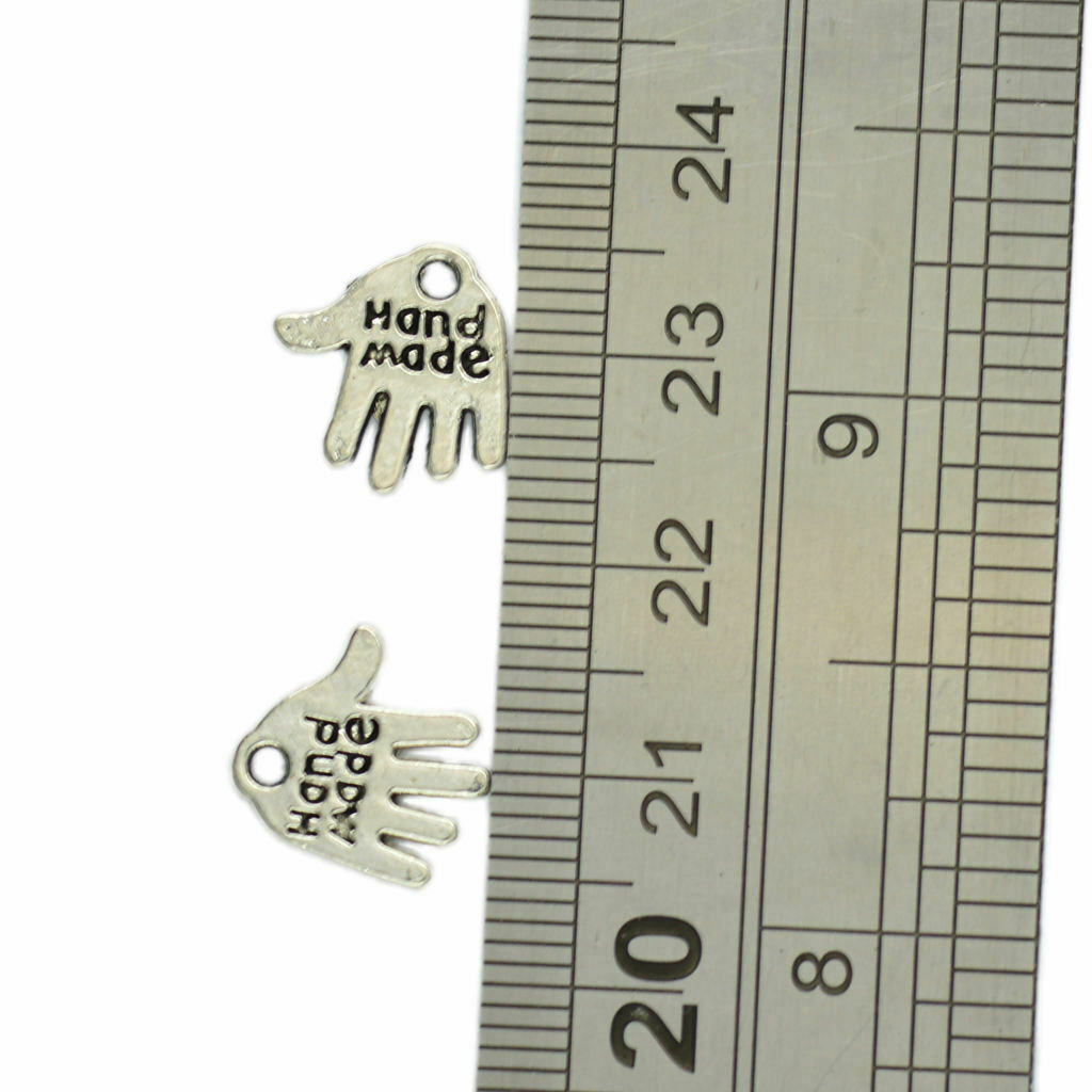 50 Pieces Lettering Charm Hand Shaped Pendant for Bracelet Findings DIY