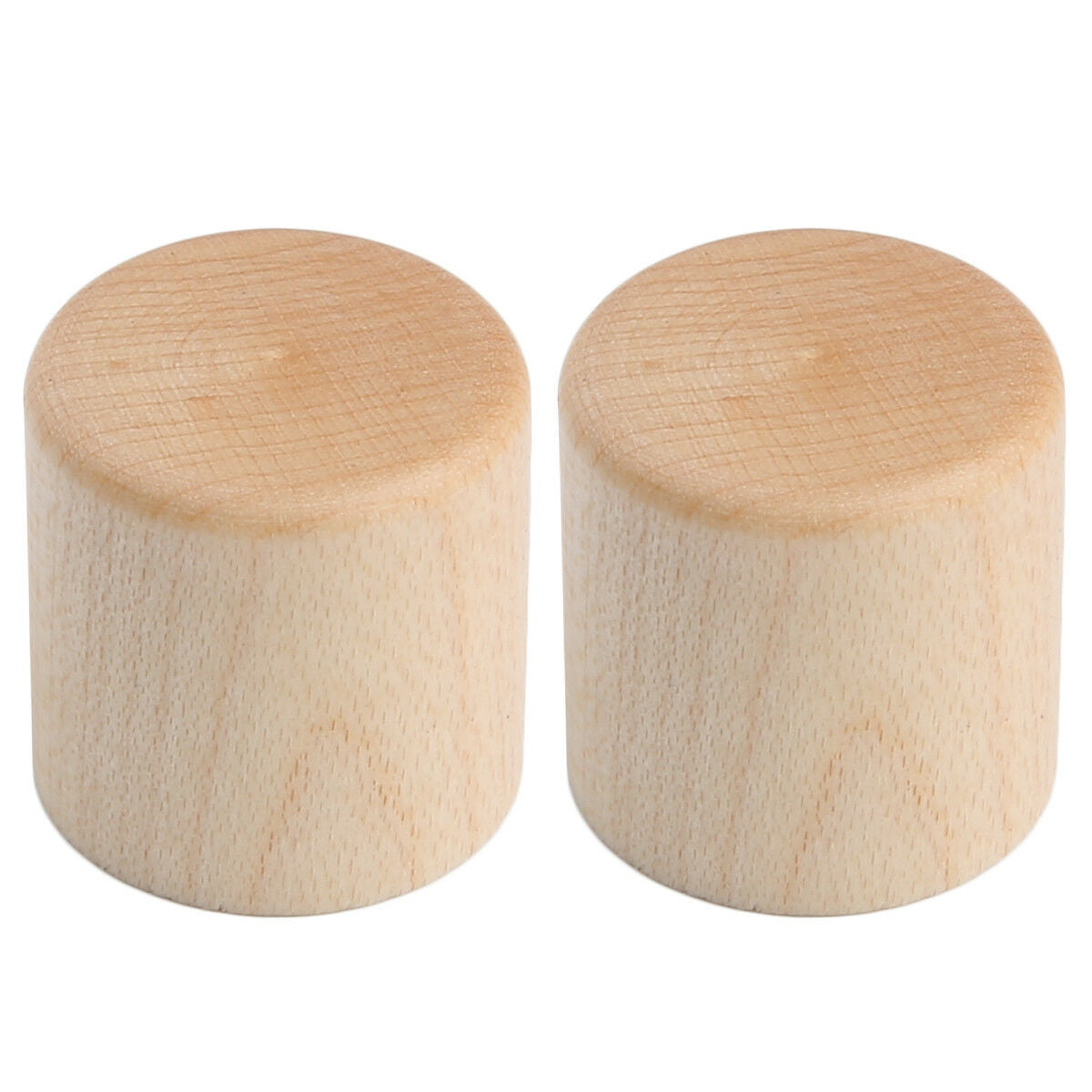 2x Maple Wood Tele Style Flat Top Dome Knobs Guitar Bass Wood Barrel Knobs