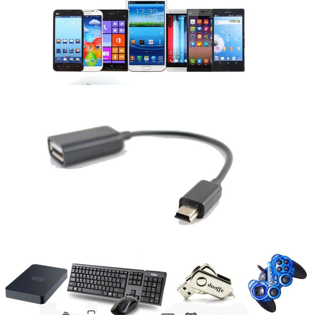 mini USB 2.0 OTG  Adaptor Adapter Cable Cord Lead For Digital Photo Frame_x9