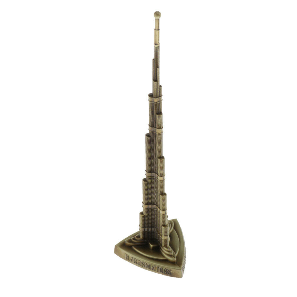 Alloy Dubai Halifah Tower Satue Landmark Building Home Decor Crafts Bronze
