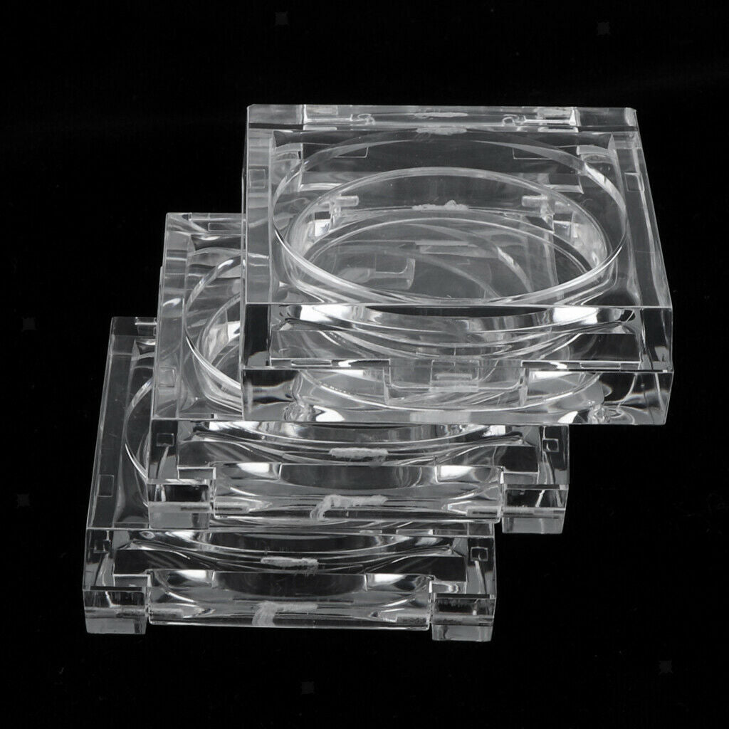 3Pcs Crystal Clear Empty Powder Case Makeup Blush Box DIY Cosmetic Container