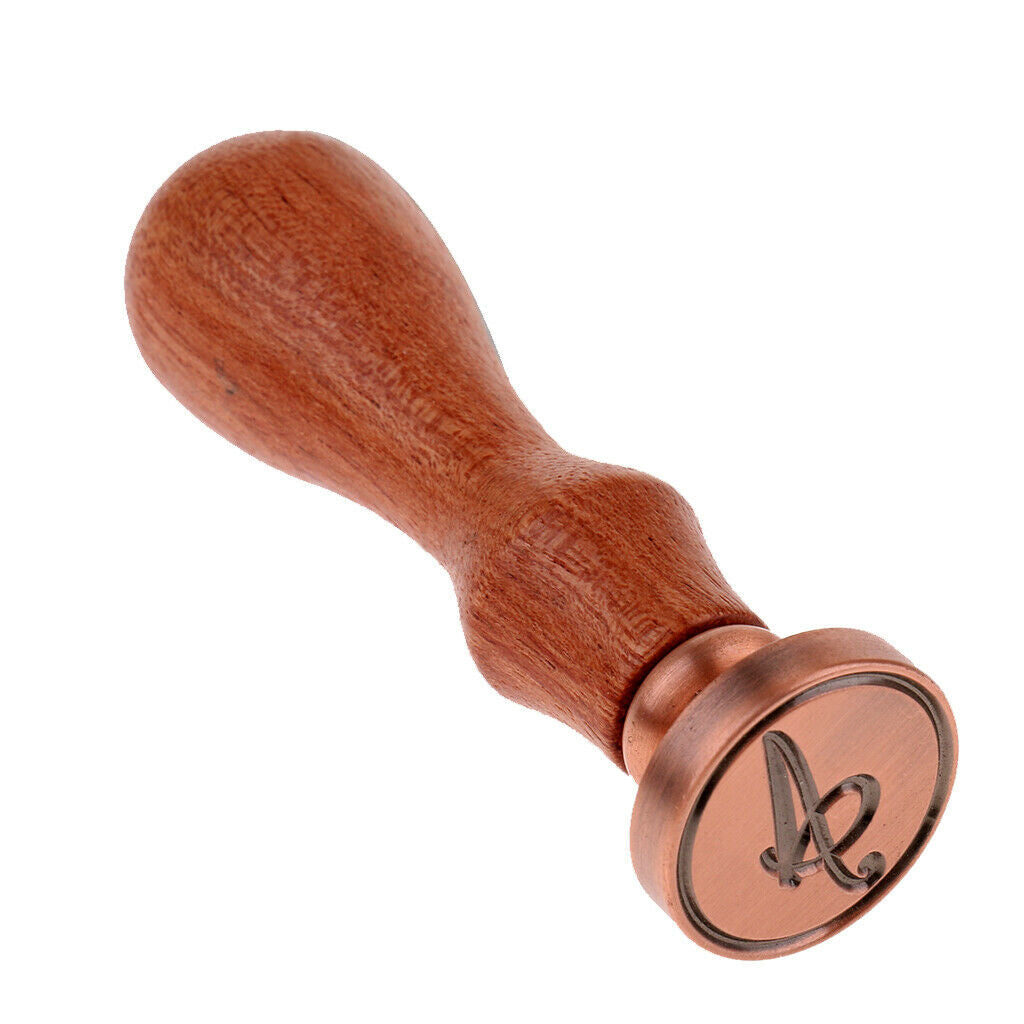 Brass Letter Sealing Wax Stamp Wood Handle Seal Stamp for Wedding Decor A