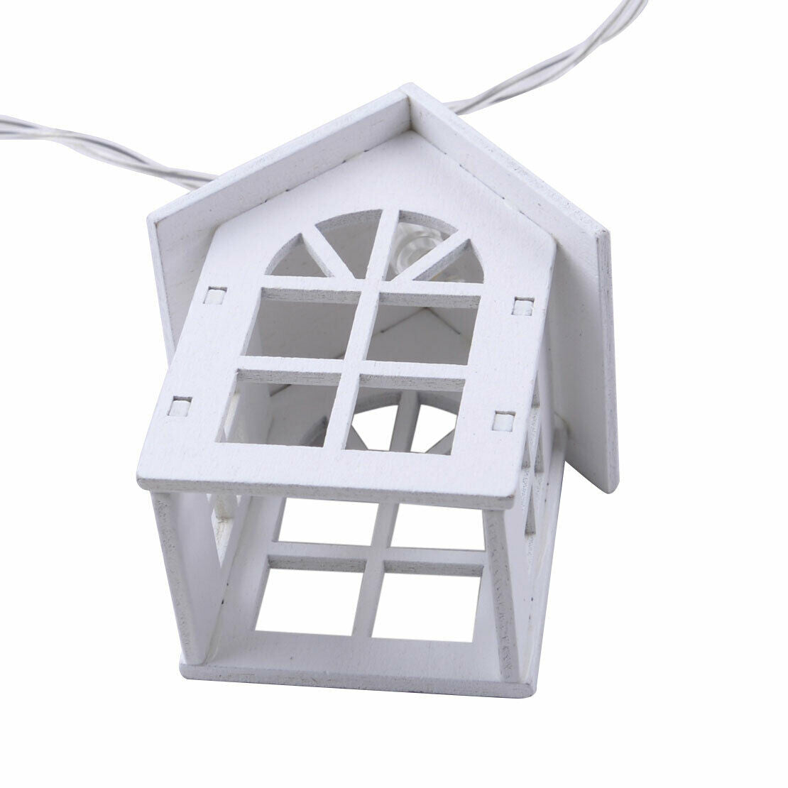 Mini Wood House LED Light Lamp Christmas Tree Hanging Ornaments Decoration as