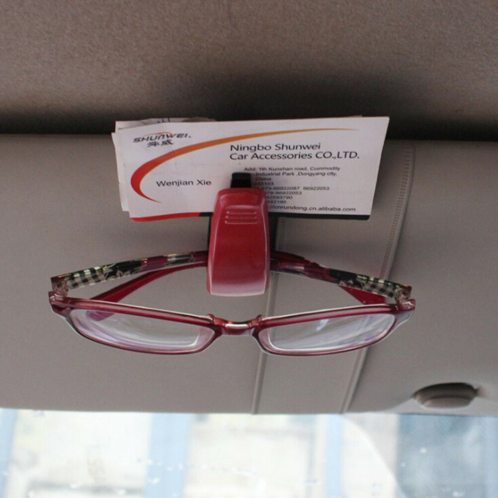 Red Car Sun Visor Clip Holder For Reading Glasses Sunglasses Eyeglass Card KBDA