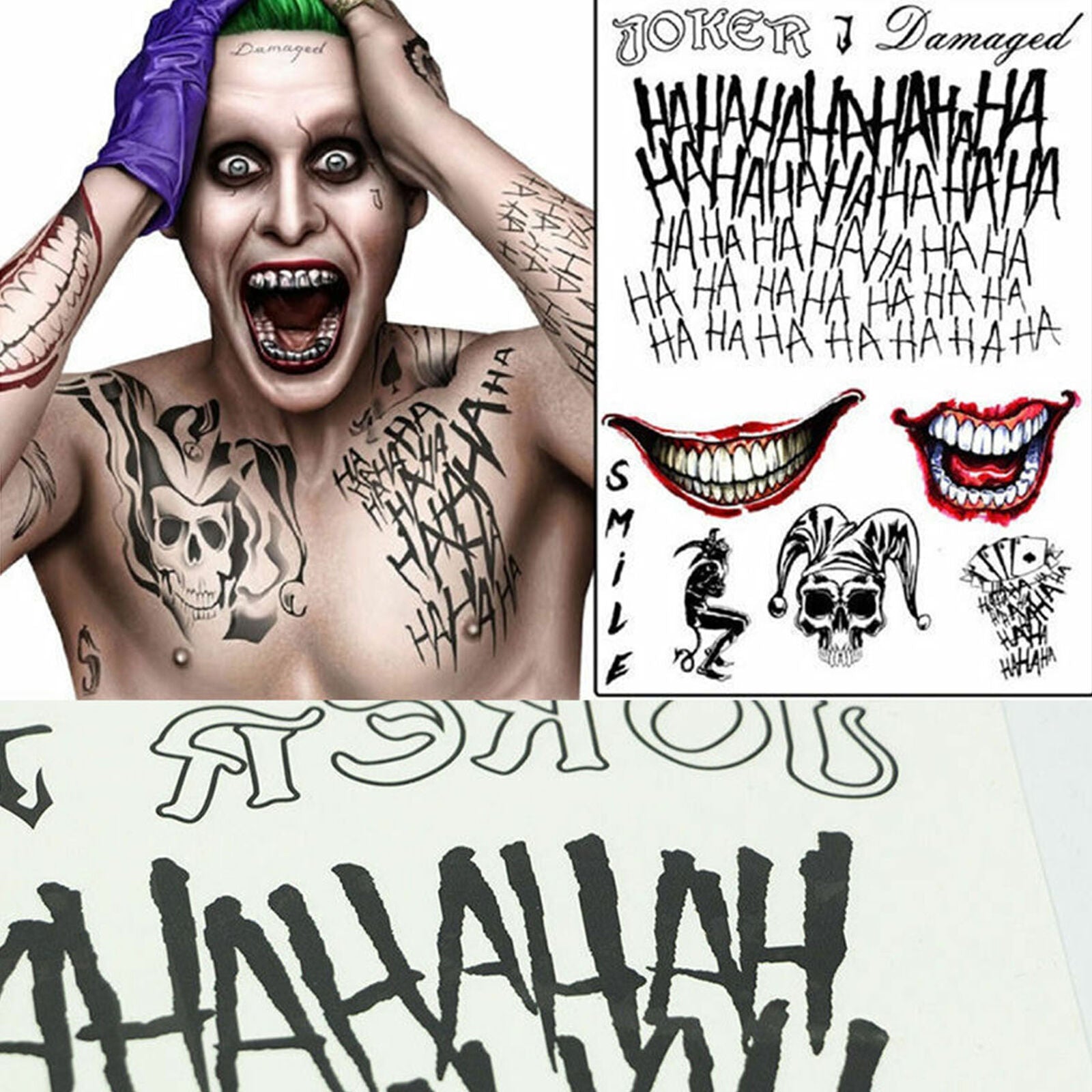 Halloween For  The Joker Temporary Tattoos Suicide Squad Costume