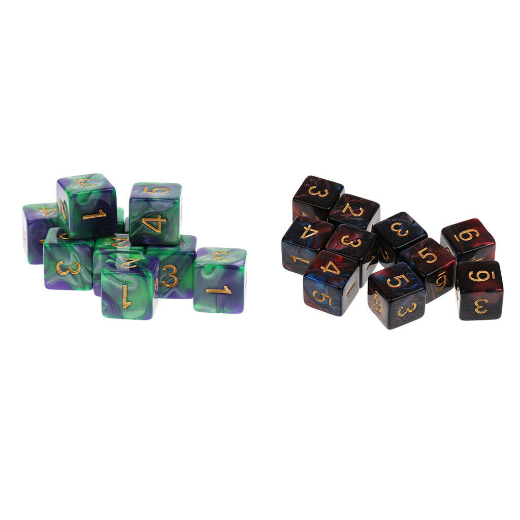 Set Of 20 Dice D6 Acrylic Six-side Dice Family Set For TRPG Table Cup D&D Games
