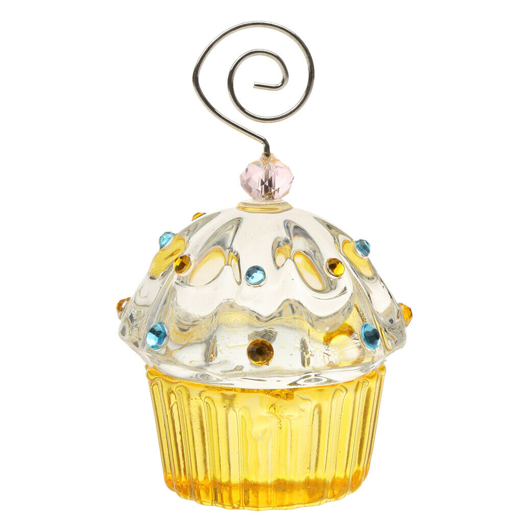 Wedding Party Crystal Cake Style Table Place Card Clip Photo Holder Yellow