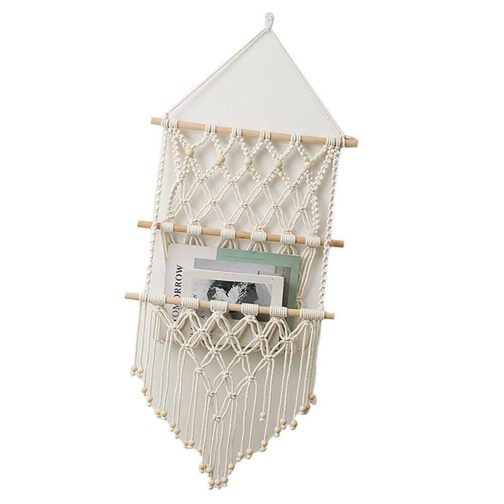 Wall Hanging Holder Magazine Storage Organizer Plants Pocket Net Woven Hanging